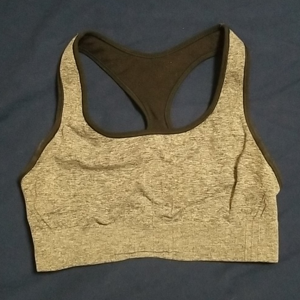 Grey racerback sports bra